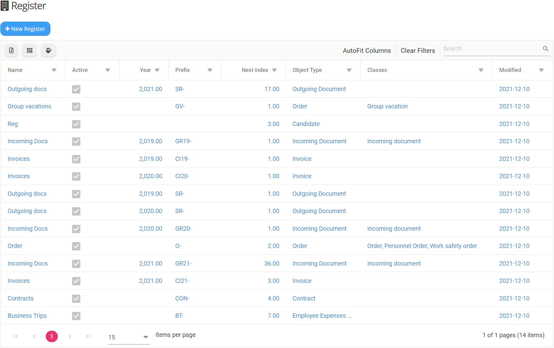 Figure 1. Example Register window.