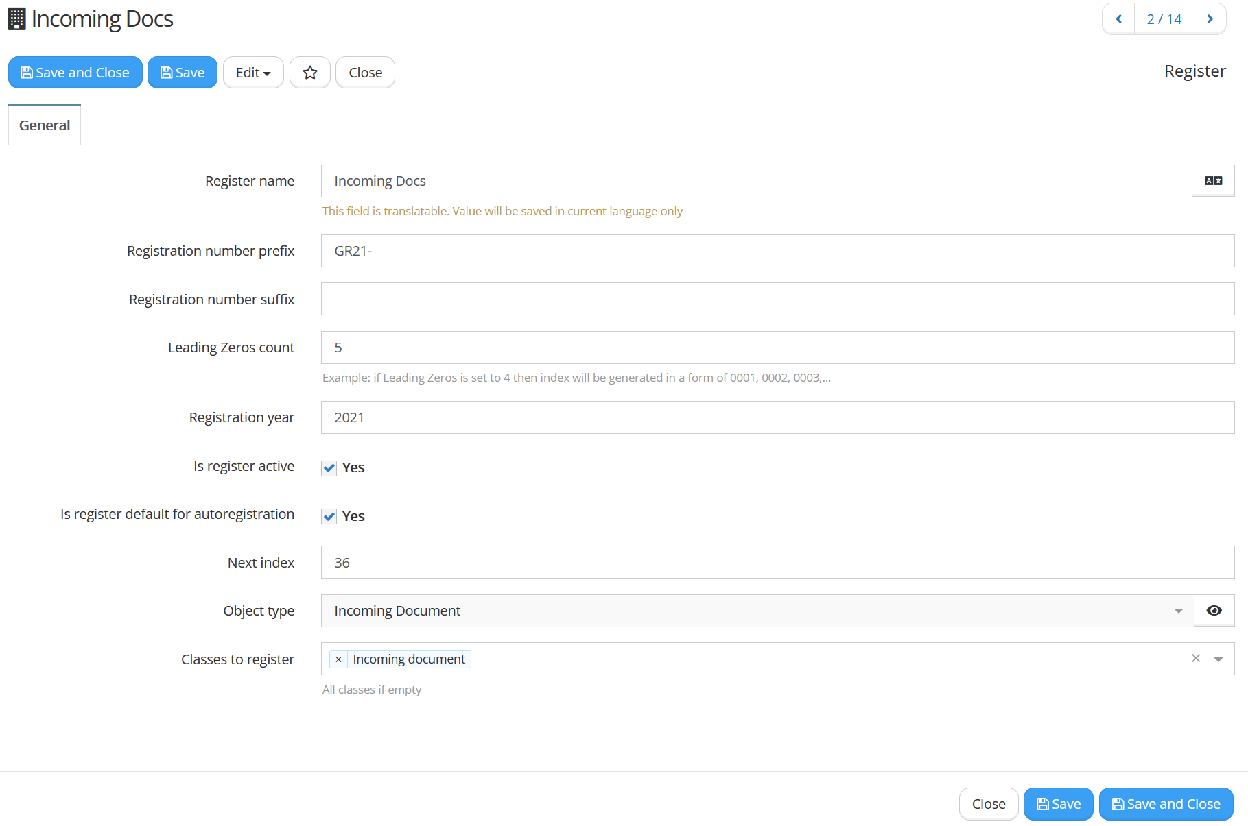 Figure 3. Example register form.