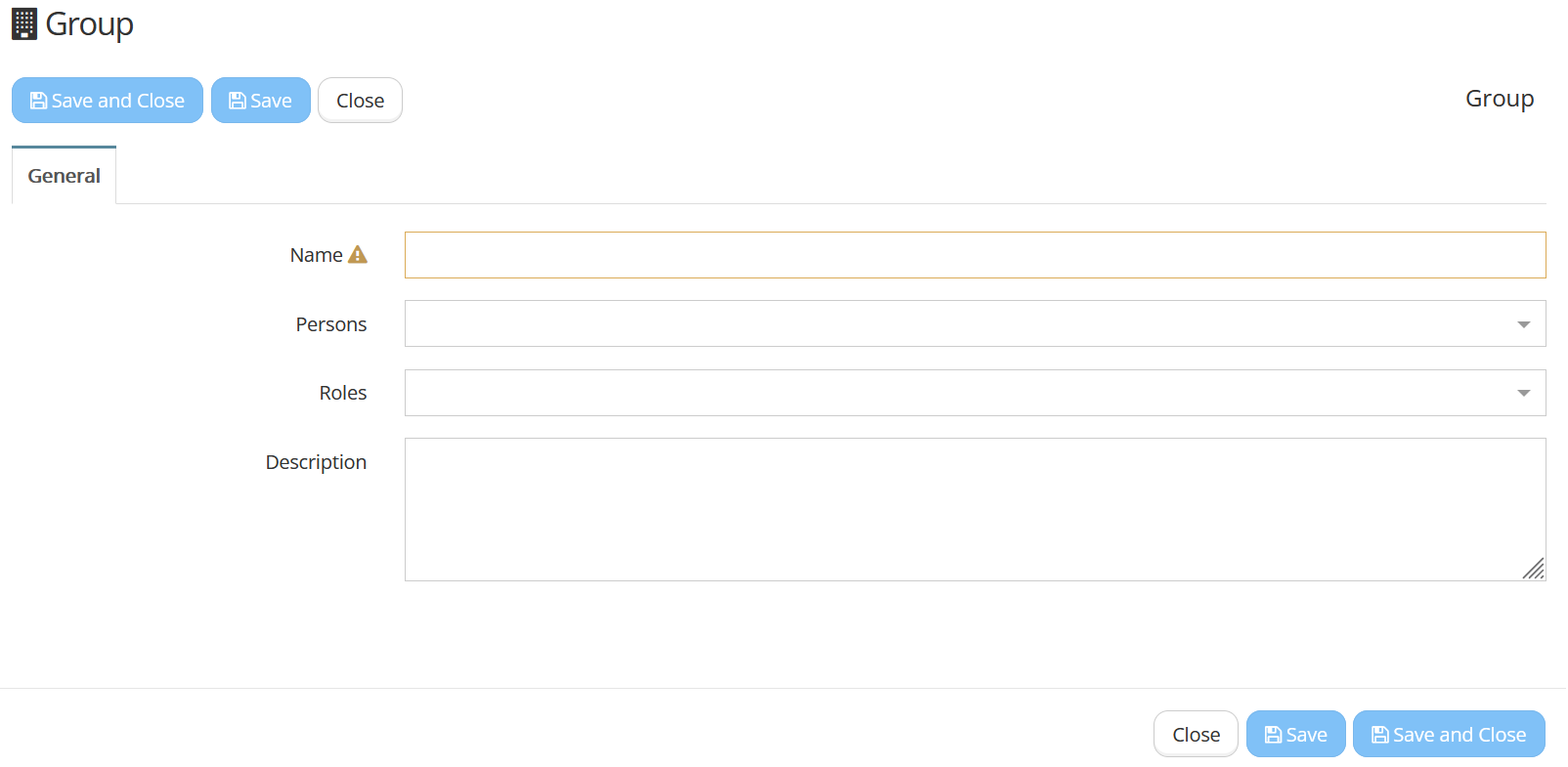 Figure 7. New security Group form.